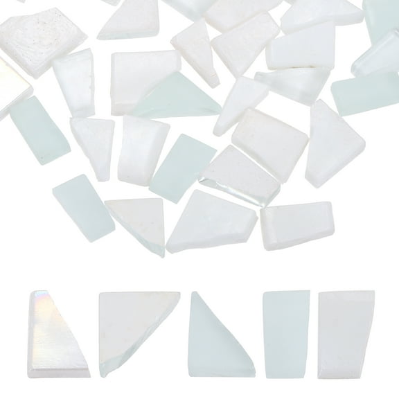 Uxcell Irregular Glass Mosaic Tiles, 100g/0.2LB Irregular Stained Glass Sheets Broken Mosaic Pieces Tiles Supplies Kit Bulk for DIY Art Craft Making Home Decor, White Series