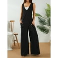 thumbnail image 2 of Women Cotton Jumpsuit Sleeveless Wide Leg Pants Loose Overall Romper Linen Jumpsuit Plus Size, 2 of 6