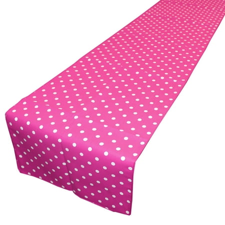 

Cotton Print Table Runner Polka Dots Small Dots White on Fuchsia