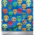 thumbnail image 1 of Soimoi Blue Cotton Jersey Fabric Tribal Skull Fabric Prints By Yard 58 Inch Wide, 1 of 3