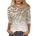 thumbnail image 1 of Wanfds Hauts Décontractés Multicolores pour Femmes Col Rond Tendance Manches Trois-Quarts S, 1 of 5