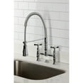 thumbnail image 2 of Kingston Brass GS1271BEX Essex Double-Handle 2-Hole Deck-Mount Pre-Rinse Bridge Kitchen Faucet in Polished Chrome, 2 of 8