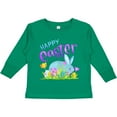 thumbnail image 3 of Inktastic Happy Easter Blue Bunny and Eggs in Grass Boys or Girls Long Sleeve Toddler T-Shirt, 3 of 5