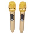 thumbnail image 3 of Micrófono inalámbrico 1 para 2 pantallas LED, micrófono inalámbrico de Karaoke portátil para conferencias en casa al aire libre, color dorado, 3 of 8