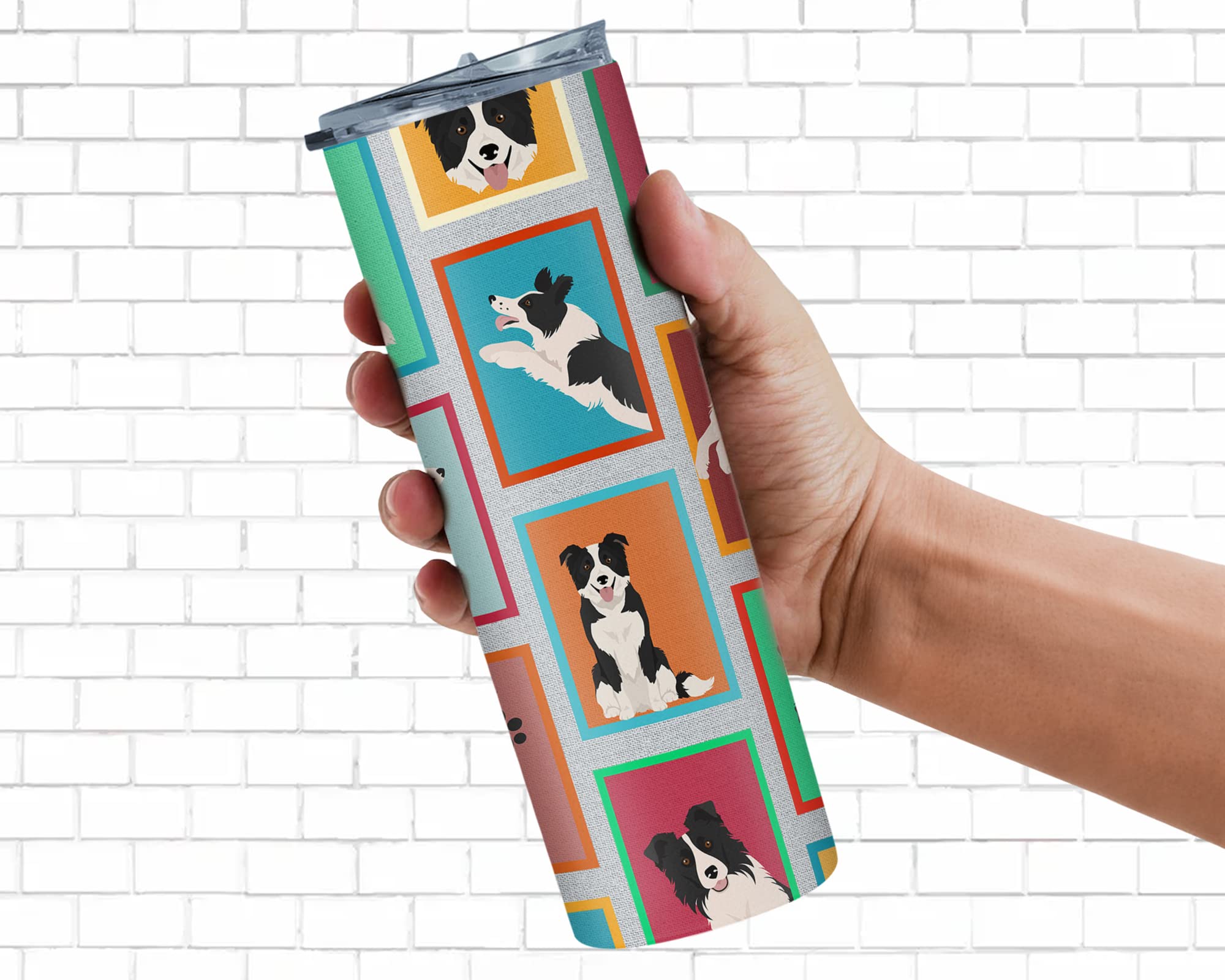 Lots of Border Collie Stainless Steel 20 oz Skinny Tumbler 3 in x 8.25 in