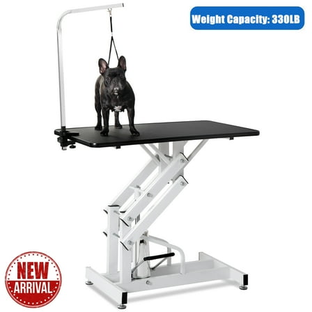 TOPCHANCES Hydraulic Pet Dog Grooming Table, Heavy Duty Z-Lift Pet Grooming Table, 330lbs Capacity, 45.3"x23.6"x(21"-36")(LxWxH)