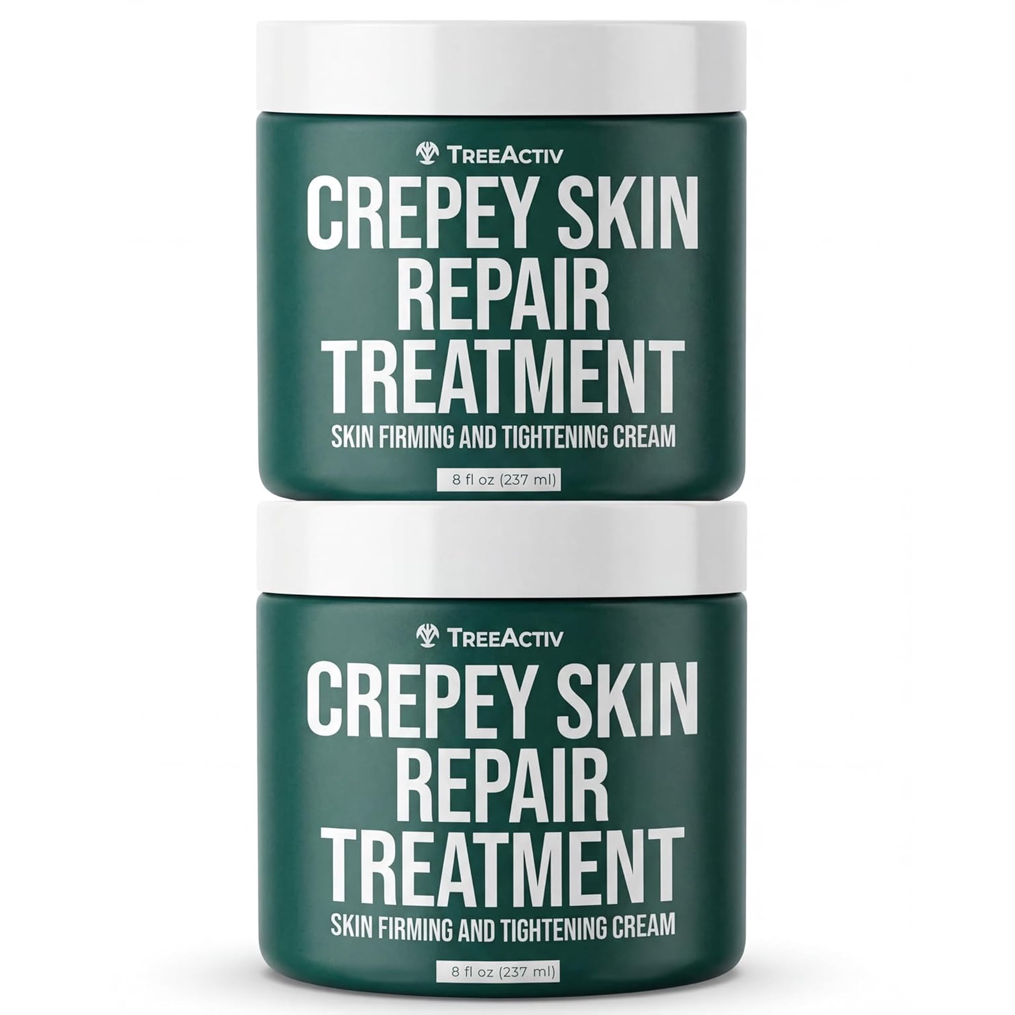 TreeActiv Crepey Skin Repair Cream, 2-Pack, Firming Cream For Face and Neck, Skin Firming and Tightening Lotion with Hyaluronic Acid, Designed to Hydrate Dry, Crepey-Looking Areas, 1000+ Uses