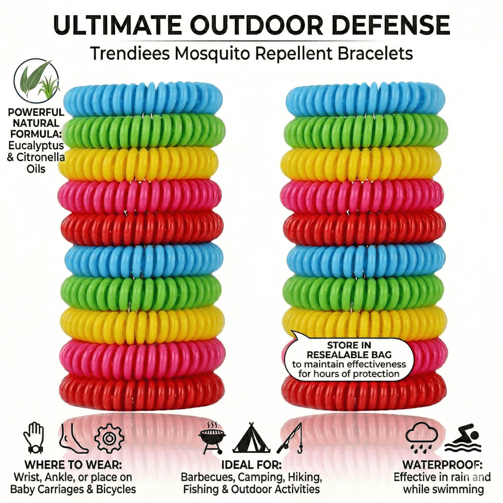 Mosquito Repellent Bracelet - 25Pack - Deet Free Bug Bands for Kids, Adults & Pets - 100% Natural