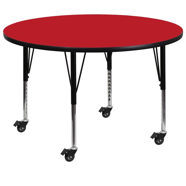 Bowery Hill Table d'Activité Ronde en Métal/bois 26"x 48 Pouces Rouge