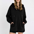 thumbnail image 2 of Zekutng Hoodies for Women V‑Notch Drawstring Pullover Hooded Sweatshirt Drop Shoulder Oversized Loose Casual Winter Outfits with Pockets, Sizes S-3XL, 2 of 6