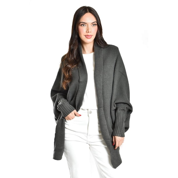Cardigan de manga murcielago Roman Fashion Gris oscuro G
