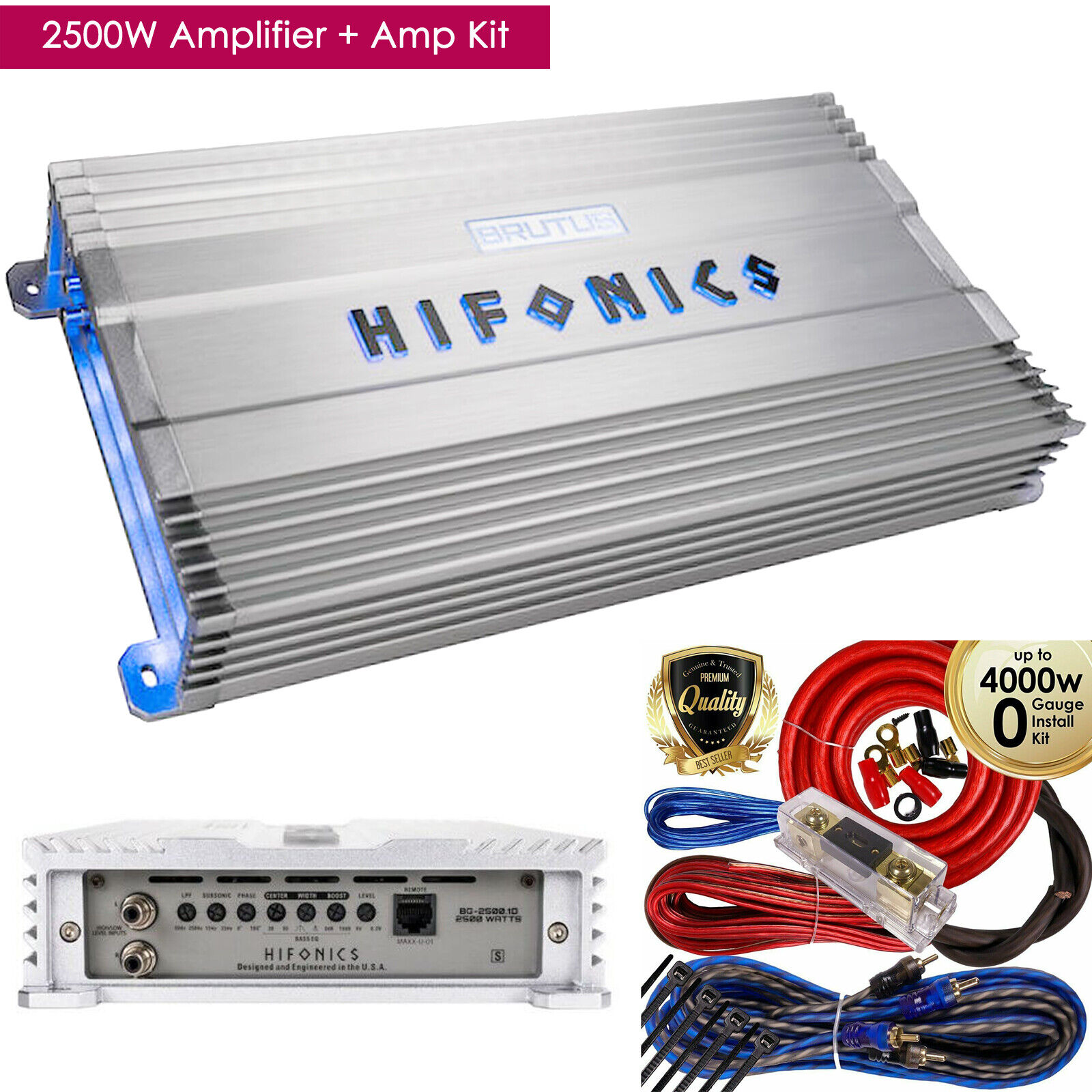 Hifonics BG2500.1D BRUTUS 2500W Mono Subwoofer Car Audio Amplifier