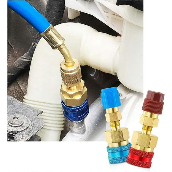 2 PCS R1234YF Quick Couplers Kit, R1234YF to R134A Conversion Kit, High & Low Side Quick Couplers Adapters, Hose Fitting Connector for Car Air Conditi