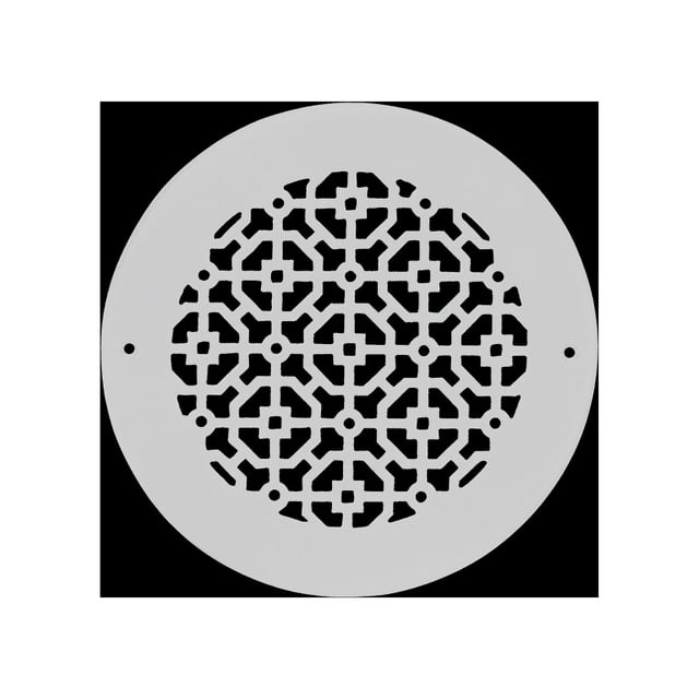 Achtek 8" Duct opening Solid Cast Aluminum Round Grille ( 10" Round Overall) | Powder Coated WHITE - With Holes For Wall / Ceiling