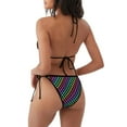 thumbnail image 4 of Salouo Rainbow Hearts Pattern Women's Sexy Bikini Set,String Two Piece Swimsuit V Neck Swimwear Self Tie Spaghetti Straps Bathing Suits -X-Large, 4 of 6