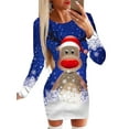 thumbnail image 1 of Gvmfive Women Christmas Dress Long Sleeve Xmas Printed Mini Dresses, 1 of 5