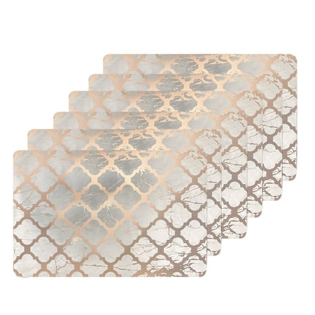 

Dainty Home Marble Trellis Cork Foil Printed Trellis Designed 12 x 18 Rectangular Placemat Set Of 6 In Rose Gold