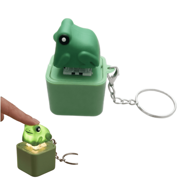 Frog Button Fidget Toy, Frog Keychain Sound Toy with Colorful Light & Real Keyboard Click Fidget, Anxiety Relief Sensory Toy for Adults & Kids, Portable Gift Set(1pcs)