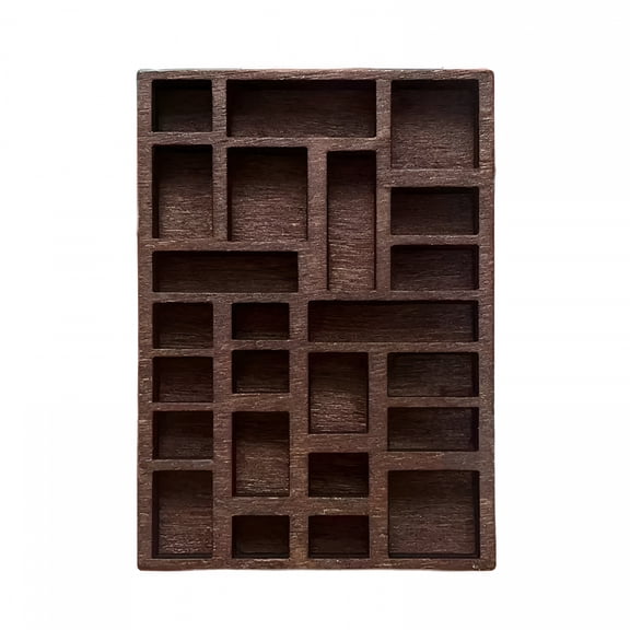 LAMIRO Miniature Trinket Shelf Mini Jewelry Holder, Compartments Smooth Crack Thick, Wooden Jewelry Display Tray Ring Earring Bracelet Watch Storage Home Decoration Brown