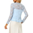 thumbnail image 4 of INSPIRE CHIC Women's Floral Lace Cardigans Tie Front Ruffled Hem Sheer Crop Bolero Shrug 3XL Light Blue, 4 of 7