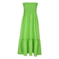 thumbnail image 5 of Wycnly Dresses for Women 2025 Summer Beach Boho Elastic Waist Flowy Ruffle Swing Strapless Long Sundress Solid Sleeveless Tube Top Maxi Formal Dresses for Women Green XL, 5 of 7