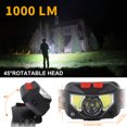 thumbnail image 2 of 2pcs Headlamp Flashlight, 1000 Lumen Ultra-Light Bright LED Rechargeable Headlight, Waterproof Motion Sensor Head Lamp with White Red Light, 8 Modes for Outdoor Camping Cycling Running Fishing, 2 of 8