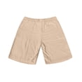 thumbnail image 5 of Nestiefly Cotton Linen Shorts Men Elastic Waist Knee Length Beach Shorts Lightweight Big and Tall Casual Short with Pockets Khaki 4XL, 5 of 10