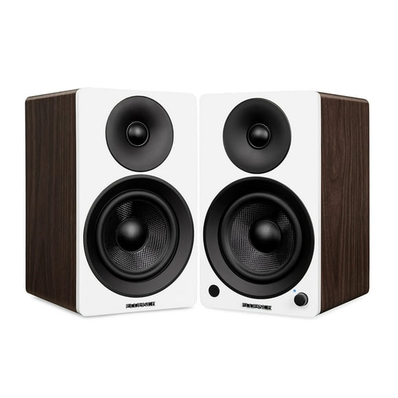 Fluance Ai41 Powered 2-Way 2.0 Stereo Bookshelf Speakers with 5" Drivers, 90W Amplifier for Turntable, TV, PC and Bluetooth 5 Wireless Music Streaming with RCA, Optical & Subwoofer Out (White Walnut)