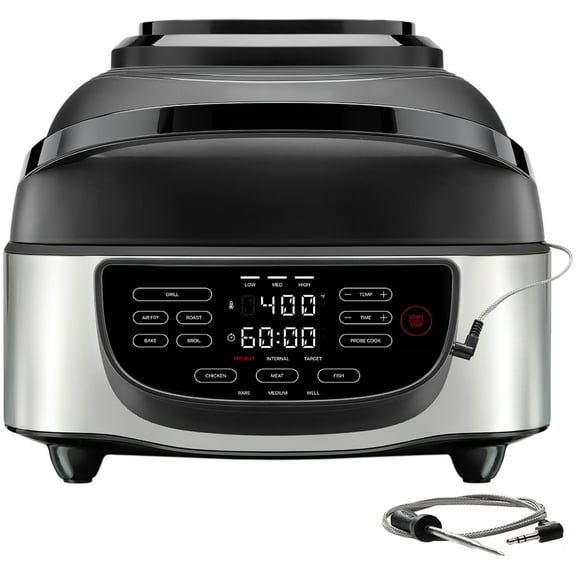 Chefman Electric Indoor Air Fryer   Grill, 5-in-1, Removable Integrated Probe Thermometer