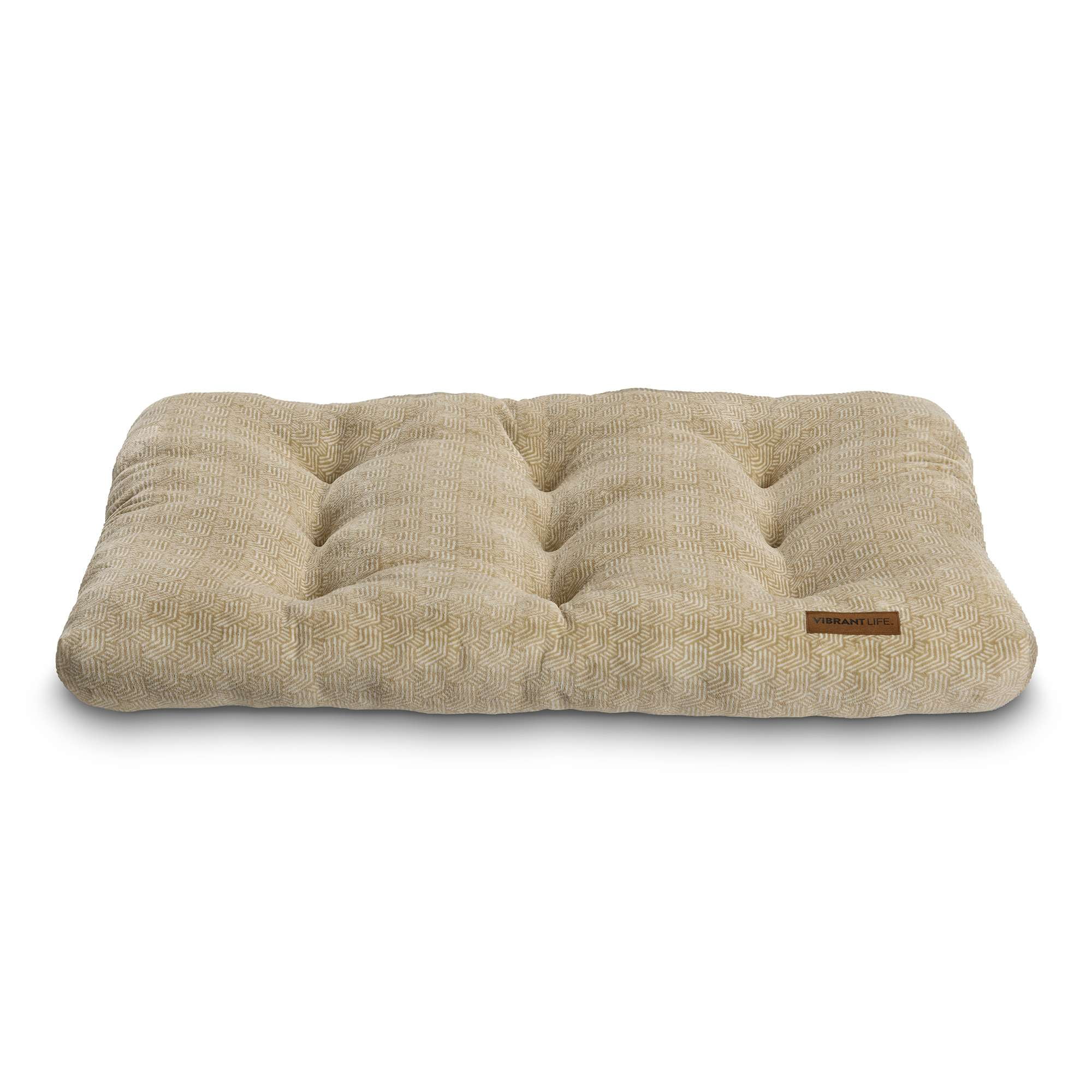 (2 pack) Vibrant Life Large Dog Bed, Plush Pillow Bed For Large Breeds, Large, 42" x 32", Tan