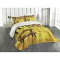 thumbnail image 3 of Ambesonne Forest Quilted Bedspread Set 3 Pcs, Cartoon Tree and Bench, Queen Size, Burnt Sienna Yellow, 3 of 5
