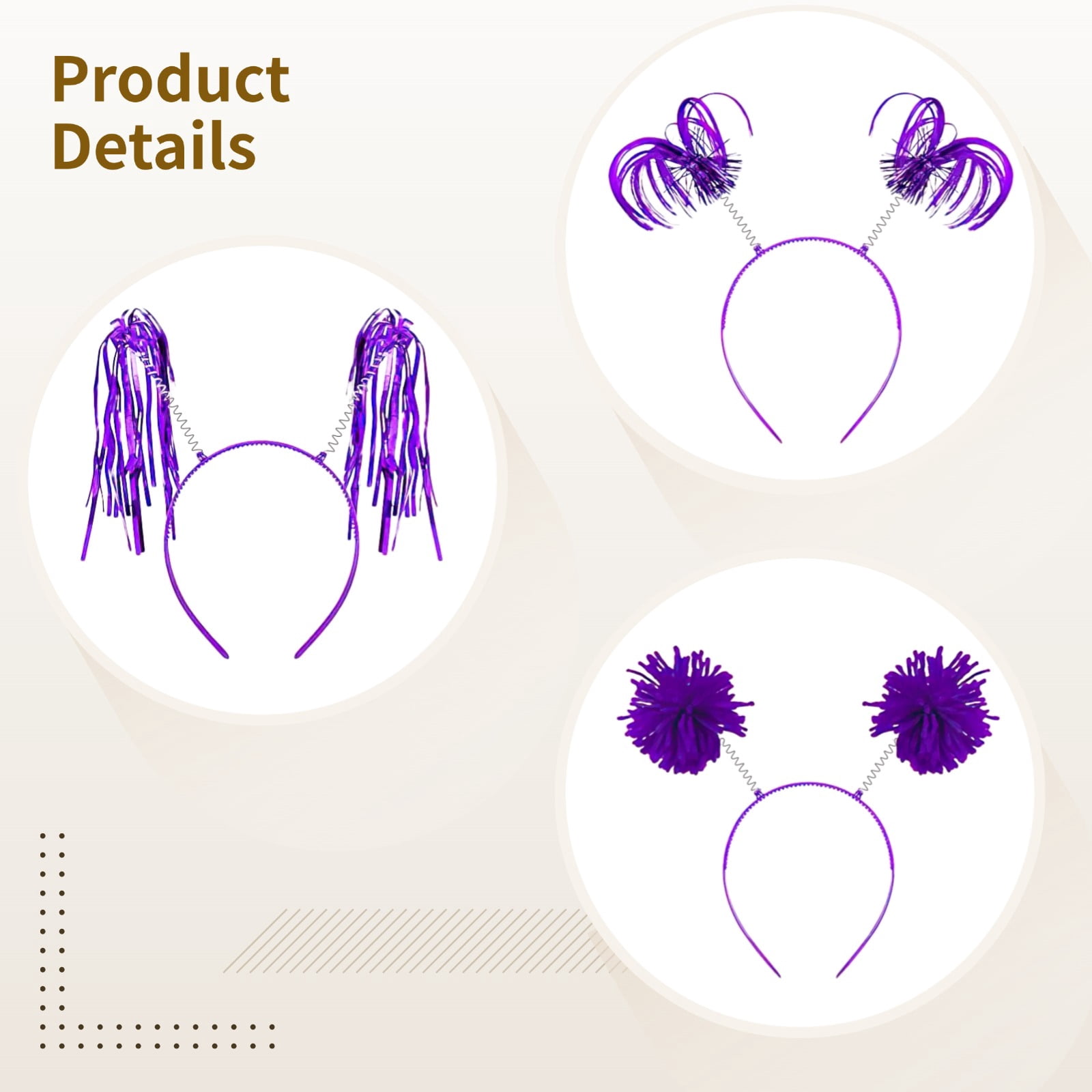 24 PCS Pom Pom Headbands,Ponytail Head Bopper Costume Headwear, Red,Purple,Deep Blue Headbands with Tassels,Party Favors