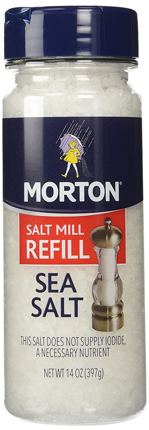 Morton Sea Salt Mill Refill 14 Ounce Canister (Pack of 2)