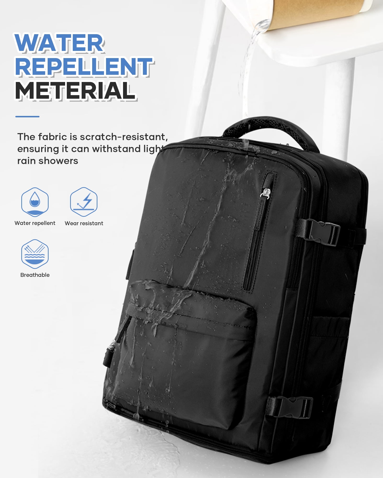 Large Travel backpacks for Adults, Flight Personal Carry on Backpack for Women Men, Approved Airlines Back Pack Carry-ons Mochilas de Viaje, Waterproof Luggage Laptop Backpack Black