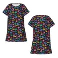 thumbnail image 5 of Salouo Colorful Excavator Print Short Sleeve Sleepshirt for Womens Comfy Nightgown Scoopneck Cute Nightdress Ruffle -3X-Large, 5 of 7