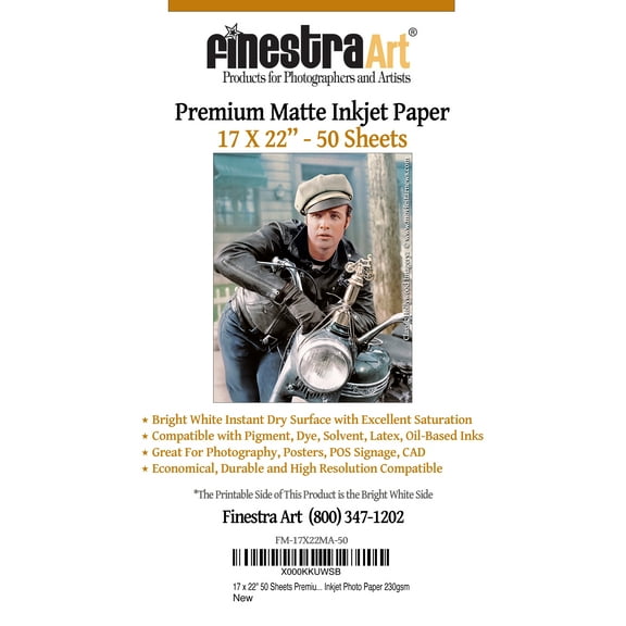 17" X 22" Premium Arctic Matte Inkjet Photo Paper - 50 Sheets
