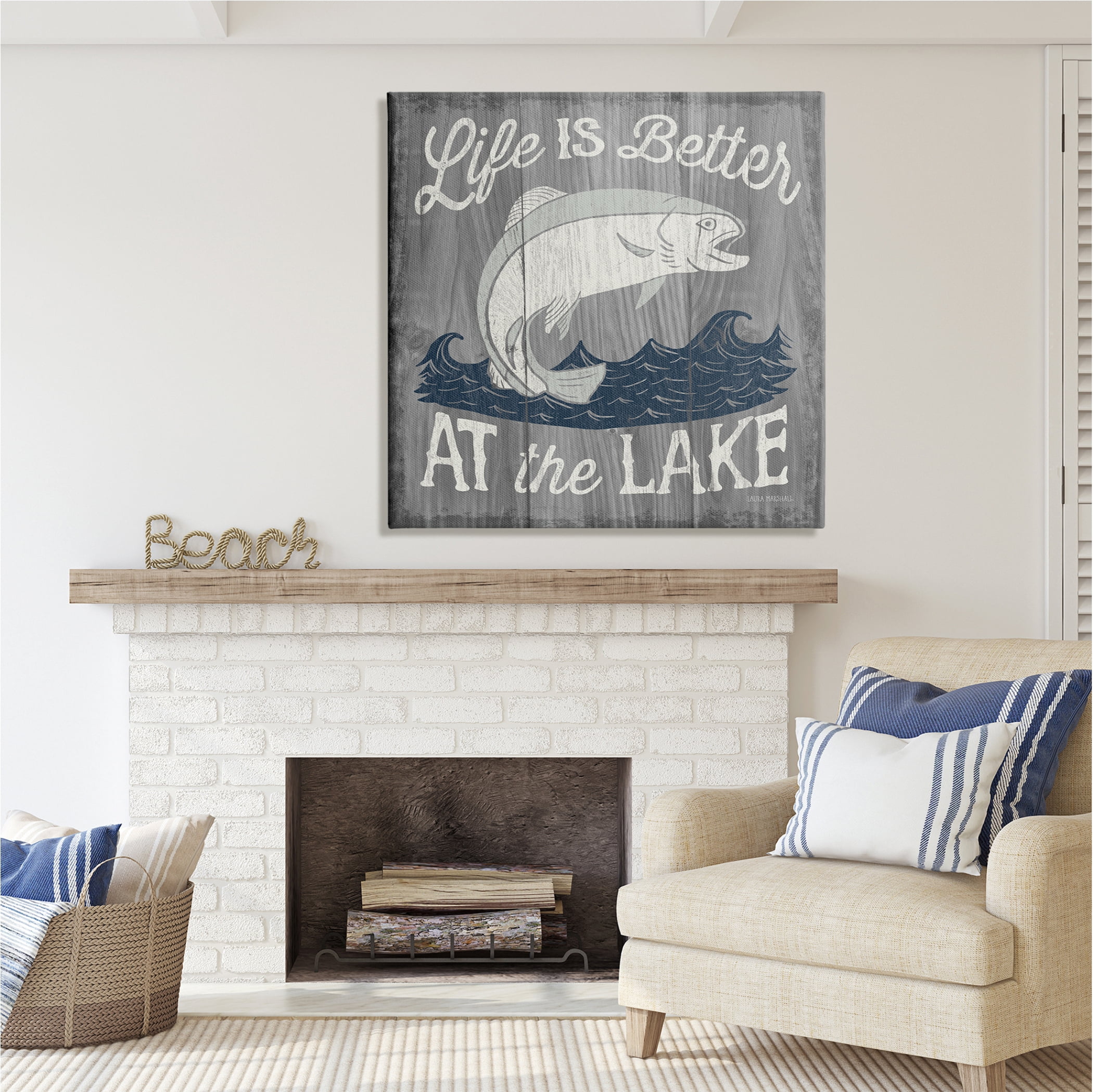 Stupell Industries Life Better at Lake Rustic Animals & Insects Painting Gallery Wrapped Canvas Print Wall Art, 36 x 36