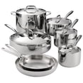 thumbnail image 1 of Juego de utensilios de cocina Tramontina de acero inoxidable revestido de tres capas, 12 piezas, con tapas, ollas y sartenes, apto para inducción, apto para lavavajillas, certificado NSF, fabricado en, 1 of 5