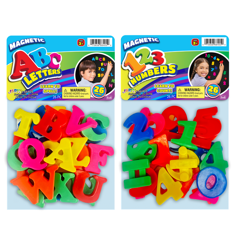 JA-RU ABC's Magnetic Letters or Numbers, 26 Pieces, Multi-Color