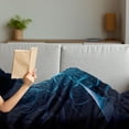 thumbnail image 3 of Fractal Soft Flannel Fleece Throw Blanket, Abstract Spooky Hollow with Line Effects Creative Modern Computer Art Pattern, Cozy Plush for Indoor and Outdoor Use, 50" x 70", Blue, by Ambesonne, 3 of 5