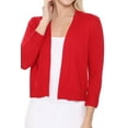 thumbnail image 4 of YEMAK Women's Classic 3/4 Sleeve Open Front Cropped Bolero Cardigan MK3558 (S-XL)-WHITE-L, 4 of 7