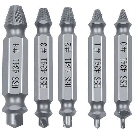 JacobsParts Damaged Screw Extractor Drill Bits Set 5-Piece Remover for Stripped Screws, Bolts, Nuts