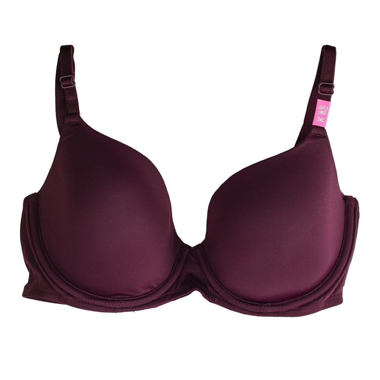 Victoria's Secret Pink Wear Everywhere Lightly Lined Demi Bra, Black  Orchid, 34C 