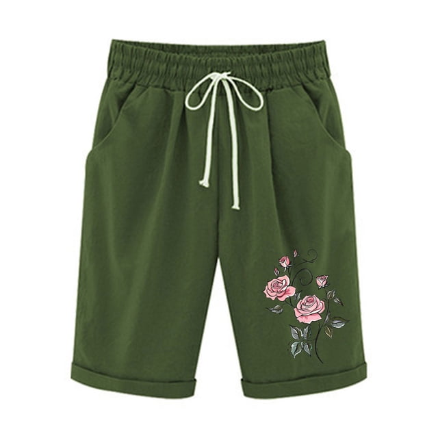 Top and Shorts Sets for Women, Womens Elastic Waist Printing Drawstring Shorts