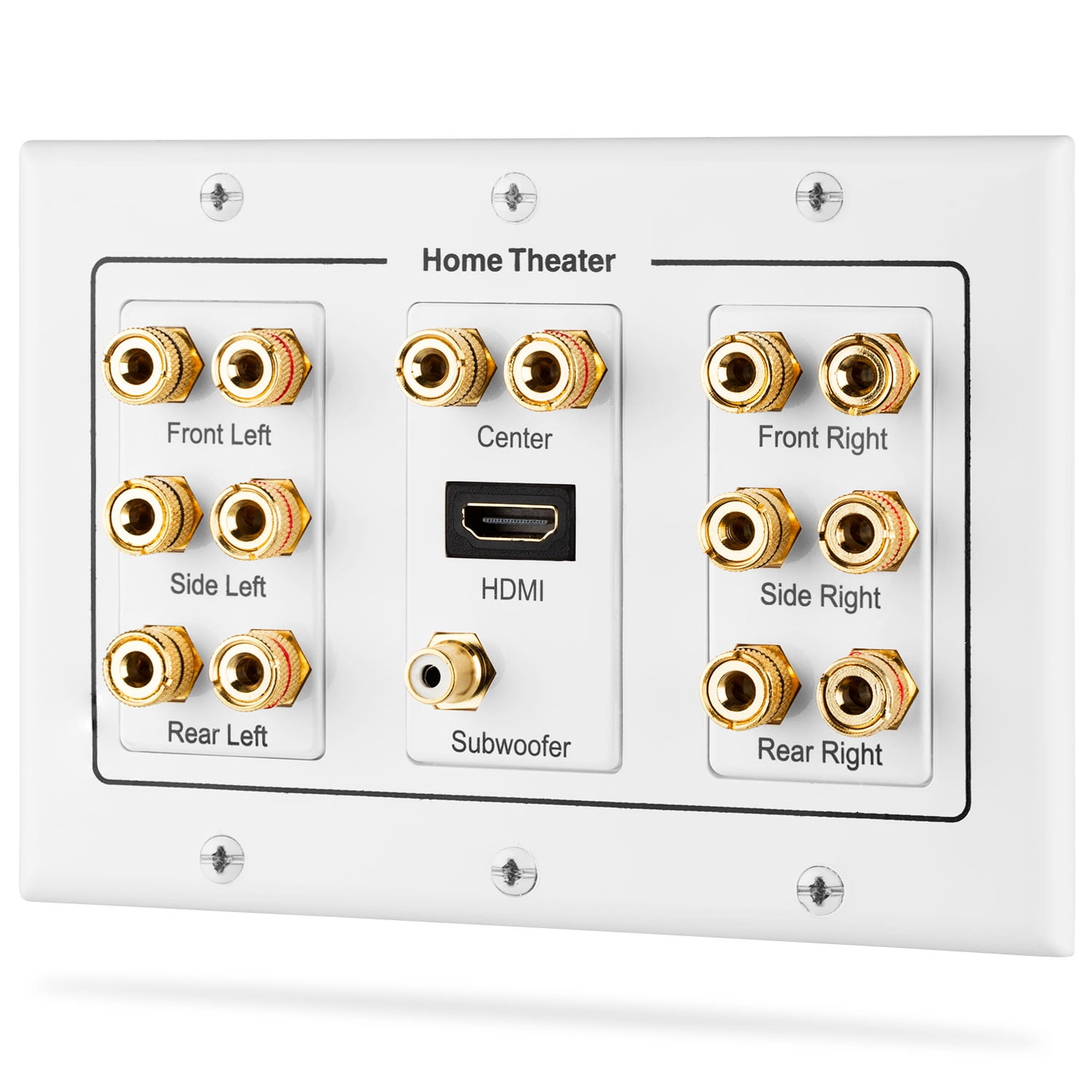 AV Wall Plate Polished Chrome With Gold Connections RCA Sub Woofer Audio AV Wall Plate Polished Chrome With Gold Connections RCA Sub Woofer Audio