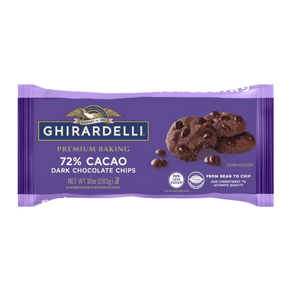 Pack Of 3 Ghirardelli Premium Baking 72% Cacao Dark Chocolate Chips, 10 oz (Package May Vary)