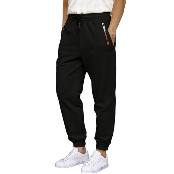 CONZONE Men'S Baggy Sweatpants Casual Wide Leg Fleece Sweat Pants for Men Solid Color Elastic Waist Drawstring Soft Cozy Athletic Joggers With Pockets