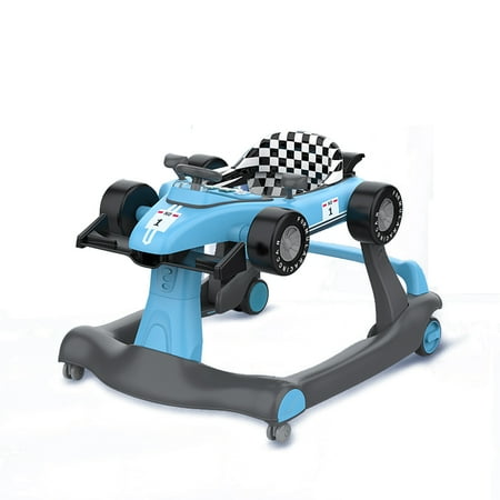 4-in-1 Baby Walker, Adjustable Height, Speed, Foldable Car Walker - Red
