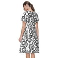 thumbnail image 2 of Horeoi Hand Drawn Snake Print Women's Short Sleeve Dress Breathable Polyester-Spandex All-Over Print A-Line Side Pockets Elastic Waist, 2 of 6
