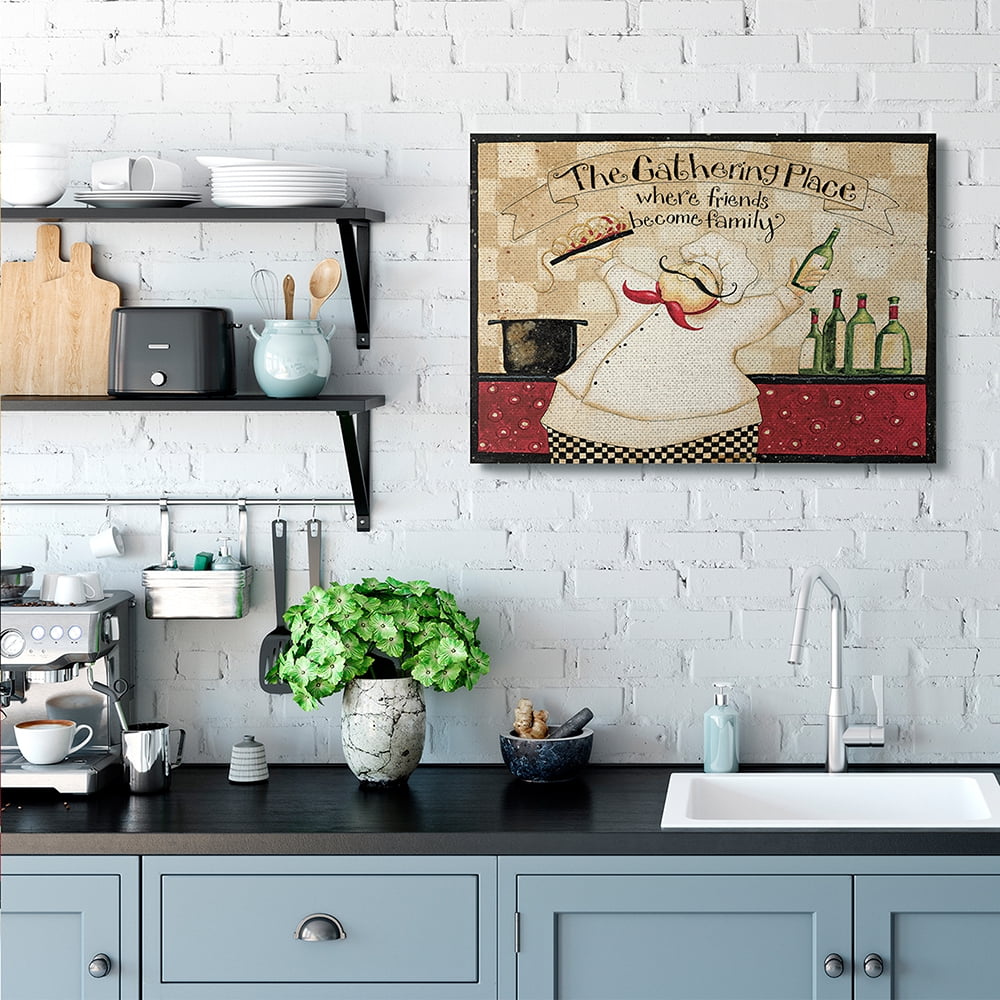 Stupell Industries The Gathering Place Phrase Vintage Kitchen Chef Charm Canvas Wall Art by Dan DiPaolo